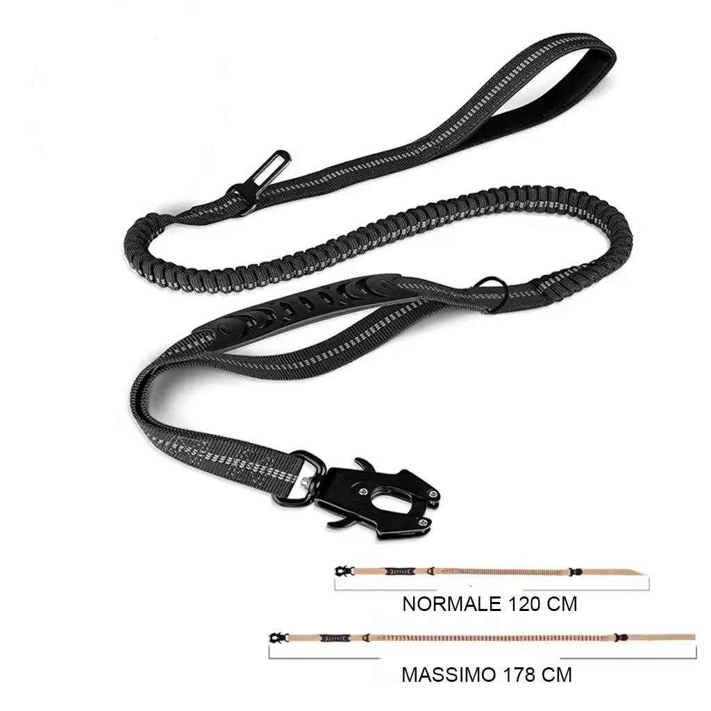 Guinzaglio per Cani Anti-Tiro Elastico Riflettente con Assorbimento Shock, Moschettone di Sicurezza e Aggancio Cintura Auto – Per Cani Taglia Media e Grande