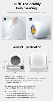 Lettiera Automatica Smart OVOZI – Pulizia Automatica, App Control, 65L