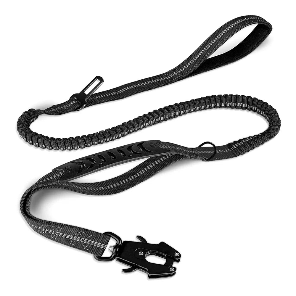 Guinzaglio per Cani Anti-Tiro Elastico Riflettente con Assorbimento Shock, Moschettone di Sicurezza e Aggancio Cintura Auto – Per Cani Taglia Media e Grande