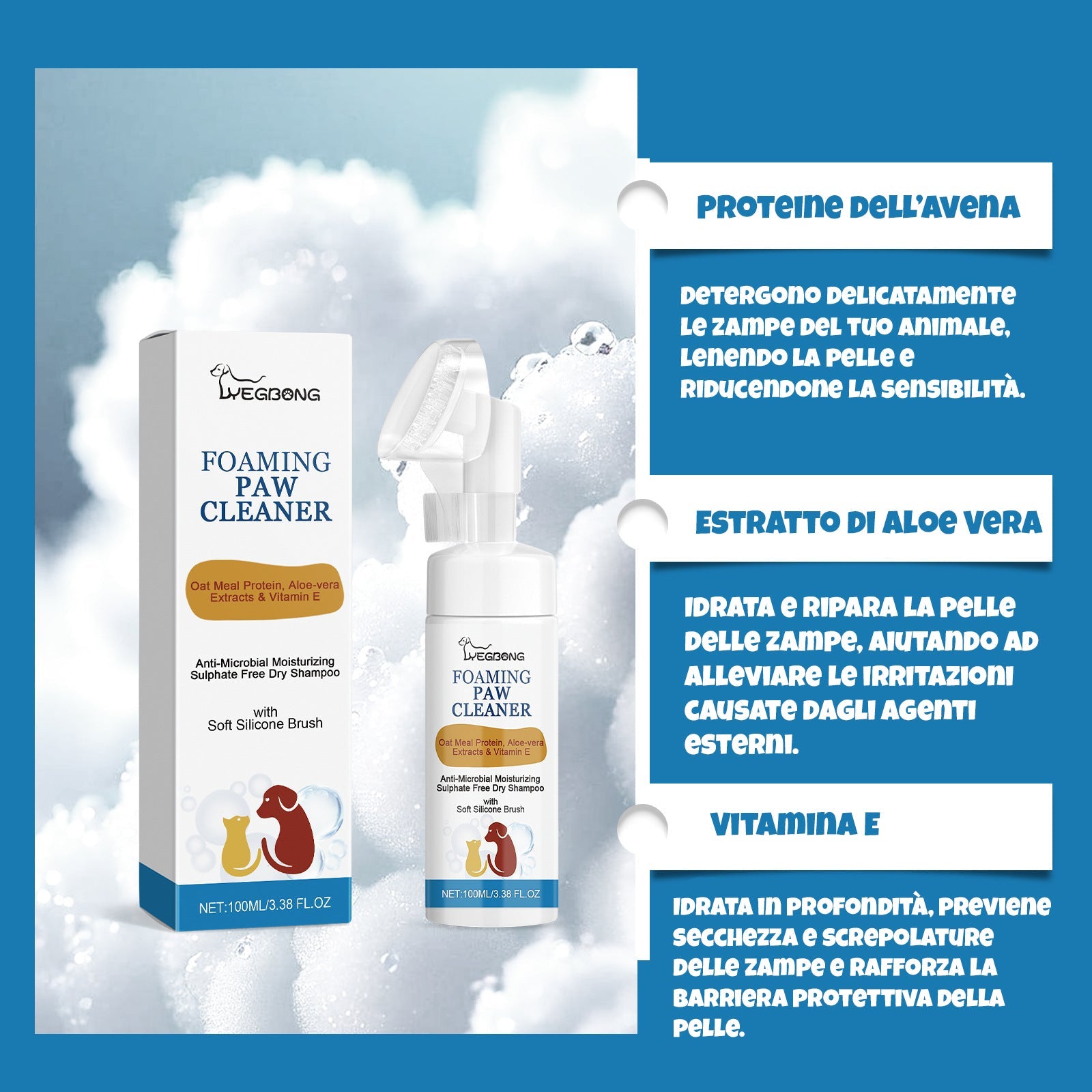 Detergente per Zampe di Gatti - Schiuma Delicata 100ml