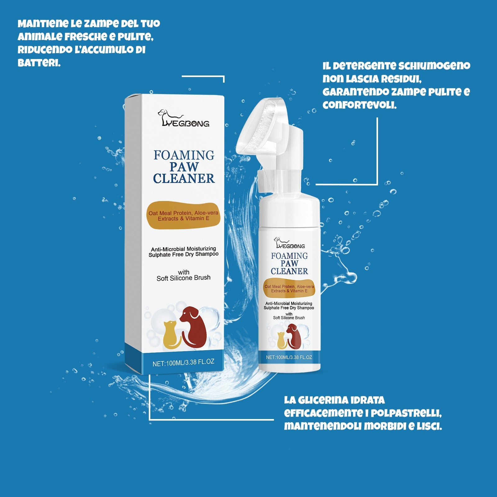 Detergente per Zampe di Gatti - Schiuma Delicata 100ml